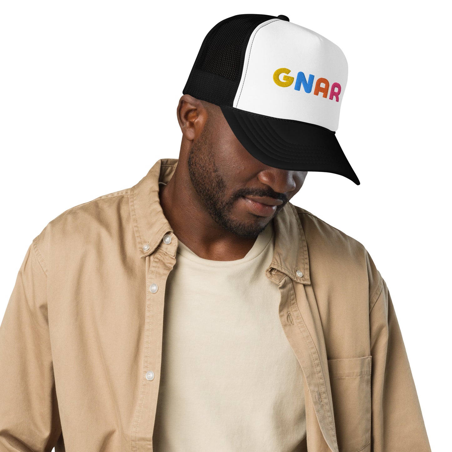 GNAR retro multi color trucker hat