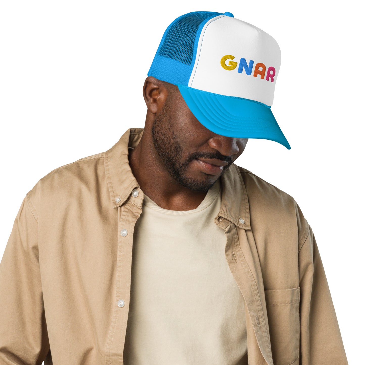 GNAR retro multi color trucker hat
