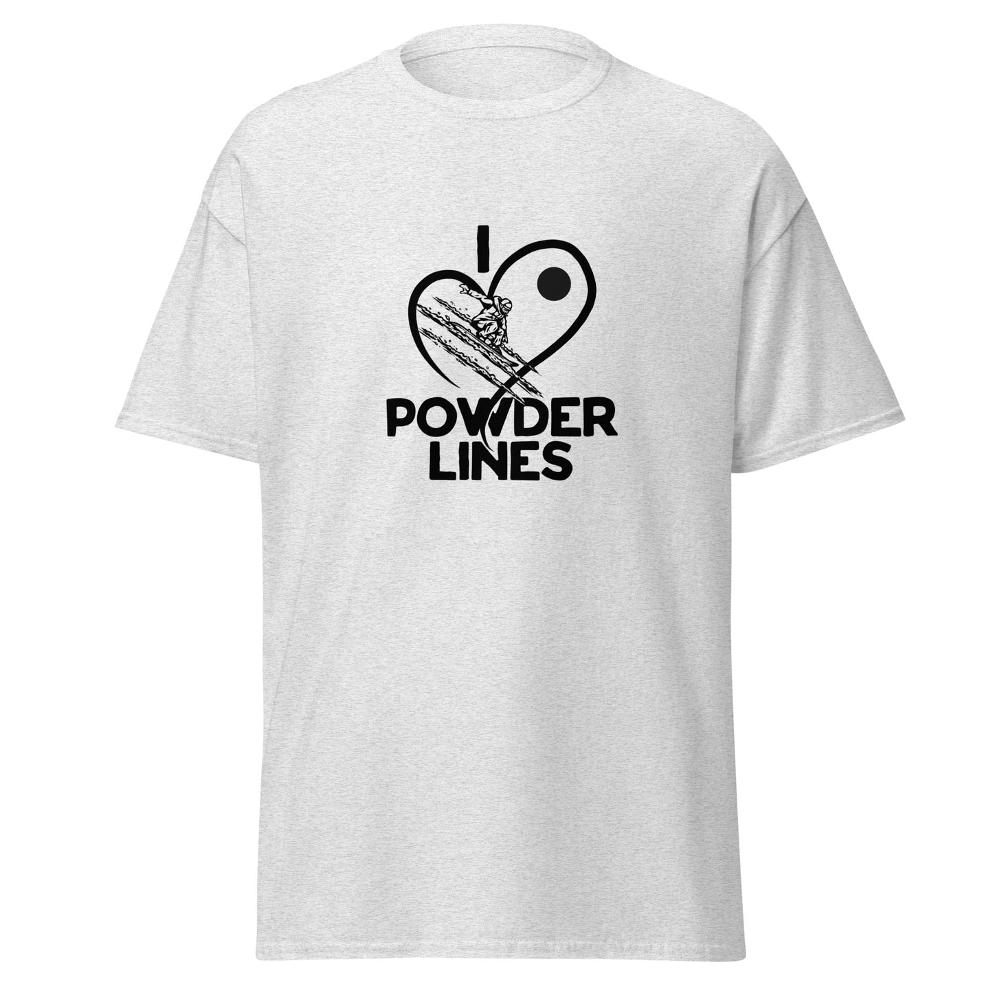 I Love Powder Lines black heart tee