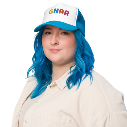 GNAR retro multi color trucker hat