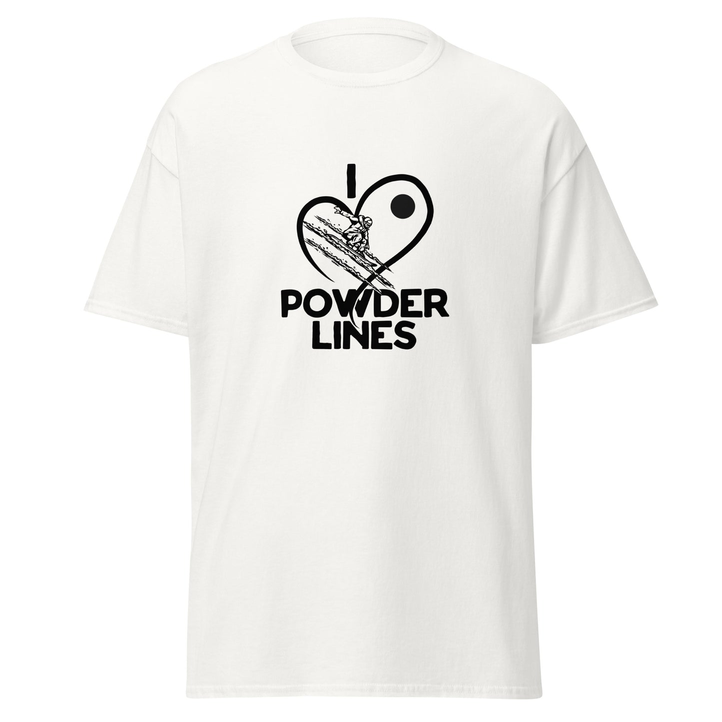 I Love Powder Lines black heart tee